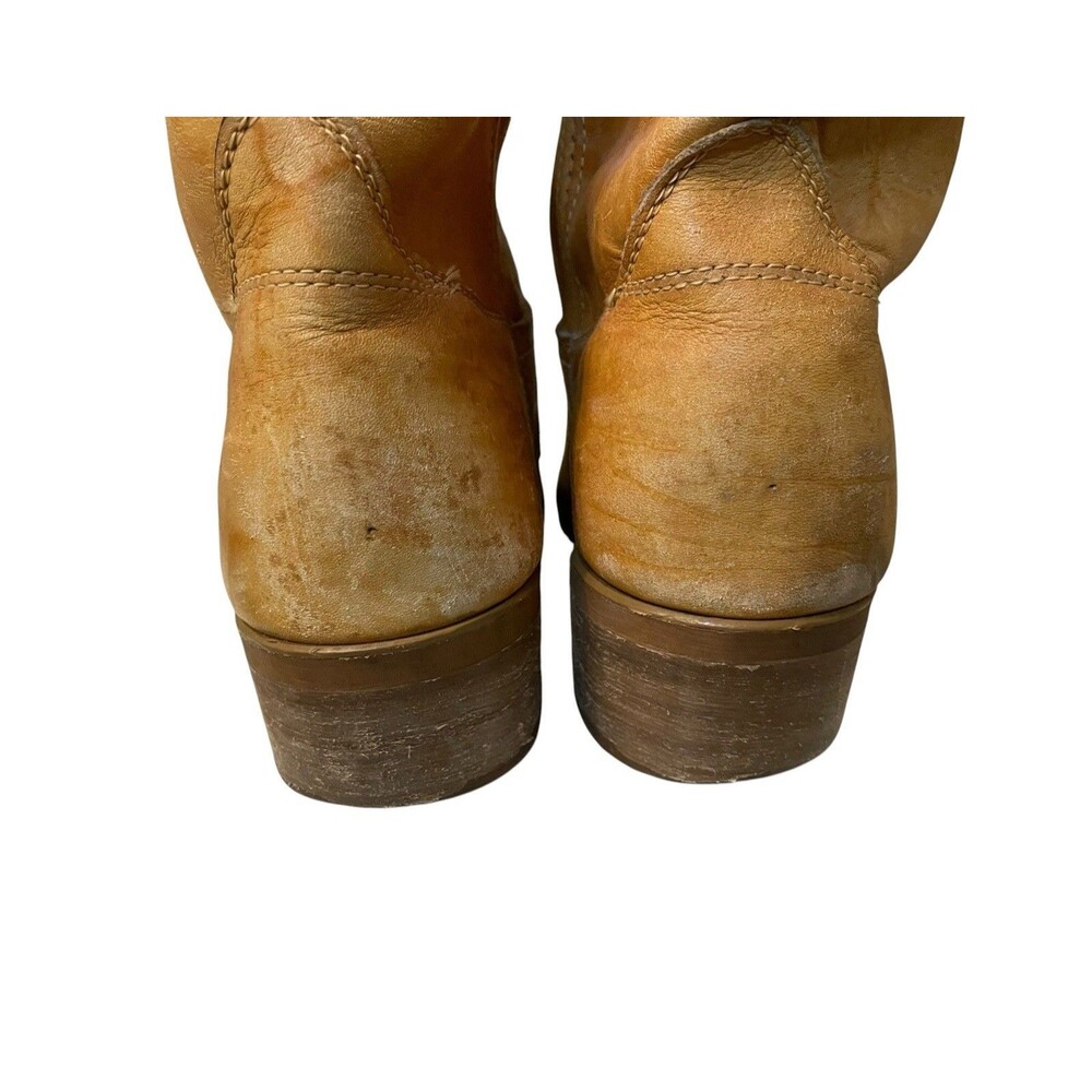 Vintage Landis Light Brown Leather Campus Western Boots Men’s Size 10 USA Cowboy - Picture 7 of 12
